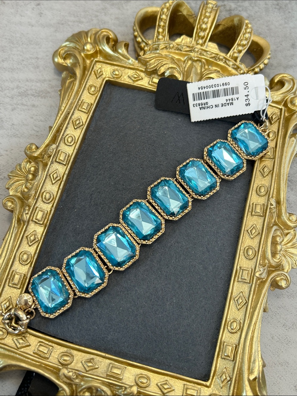 J. Crew Blue Faux Crystal Gold-Tone Bracelet